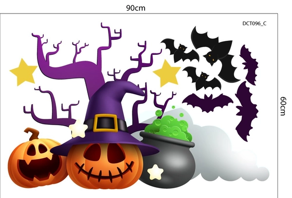 Combo Decal Trang Trí Halloween Những Quả Bí Ngô Ma Quái