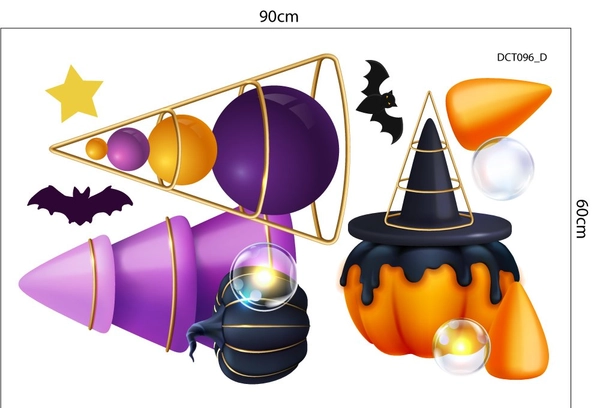 Combo Decal Trang Trí Halloween Những Quả Bí Ngô Ma Quái