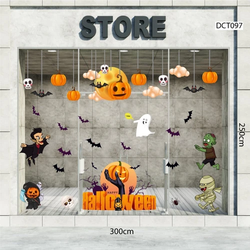 Combo Decal Trang Trí Halloween Bá Tước Dracula Và Xác Sống Hài Hước