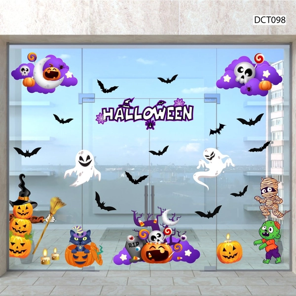 Combo Decal Trang Trí Halloween Bí Ngô Và Những Người Bạn Bí Ẩn