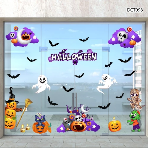 Combo Decal Trang Trí Halloween Bí Ngô Và Những Người Bạn Bí Ẩn