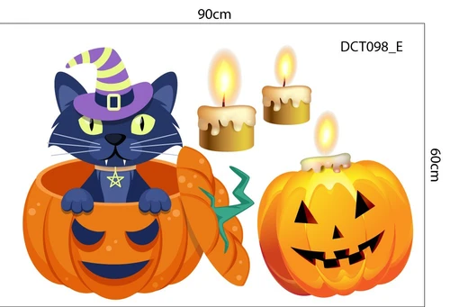 Combo Decal Trang Trí Halloween Bí Ngô Và Những Người Bạn Bí Ẩn