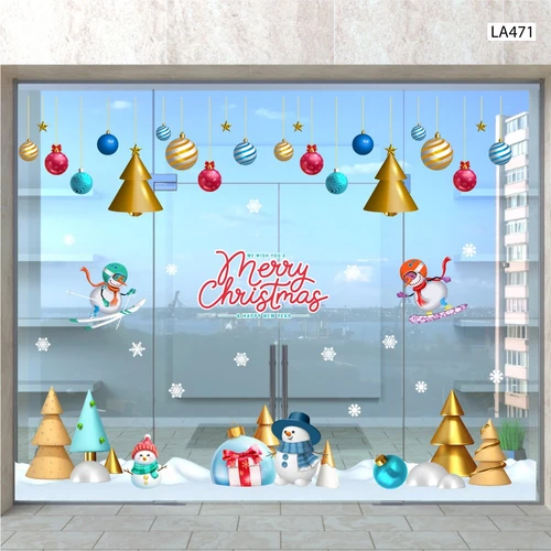 Combo Decal Trang Trí Noel Merry Chistmas Người Tuyết Và Những Người Bạn