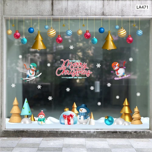 Combo Decal Trang Trí Noel Merry Chistmas Người Tuyết Và Những Người Bạn