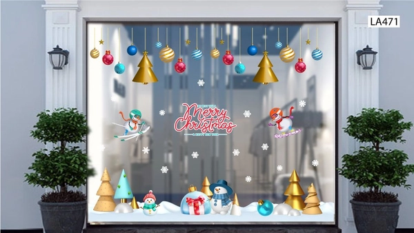 Combo Decal Trang Trí Noel Merry Christmas Người Tuyết Và Những Người Bạn