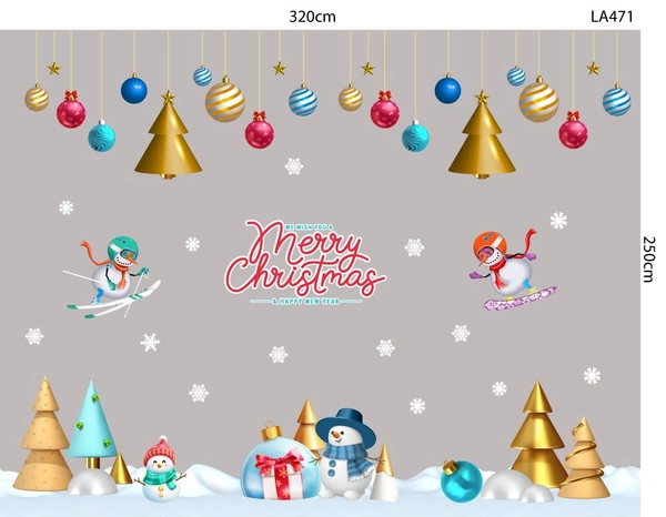 Combo Decal Trang Trí Noel Merry Christmas Người Tuyết Và Những Người Bạn