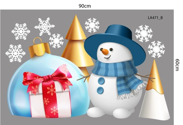 Combo Decal Trang Trí Noel Merry Christmas Người Tuyết Và Những Người Bạn