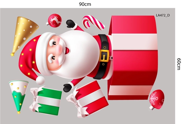 Combo Decal Trang Trí Noel Merry Christmas Ông Già Noel Và Những Hộp Quà Xinh Xắn