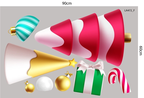 Combo Decal Trang Trí Noel Merry Christmas Ông Già Noel Và Những Hộp Quà Xinh Xắn