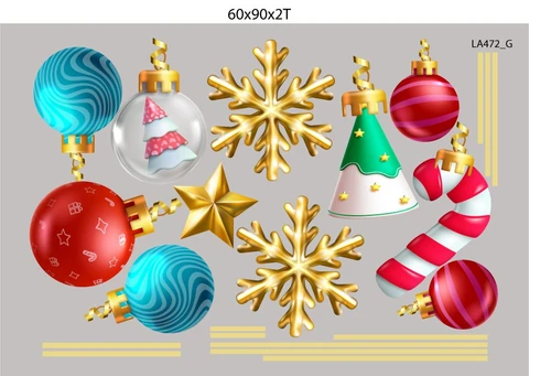 Combo Decal Trang Trí Noel Merry Chistmas Ông Già Noel Và Những Hộp Quà Xinh Xắn