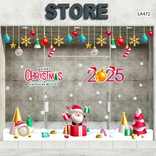 Combo Decal Trang Trí Noel Merry Chistmas Ông Già Noel Và Những Hộp Quà Xinh Xắn
