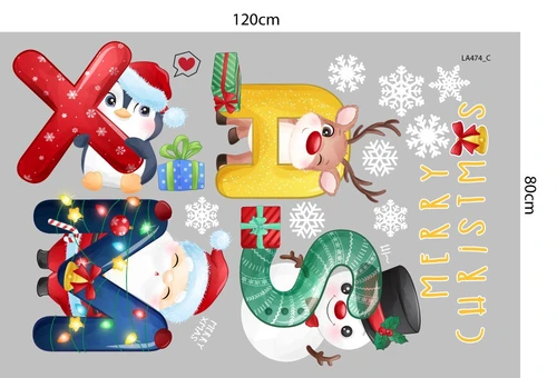Combo Decal Trang Trí Noel Merry Chistmas Ông Già Noel Và Ngôi Nhà Tuyết Ấm Áp