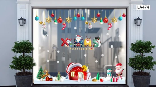 Combo Decal Trang Trí Noel Merry Chistmas Ông Già Noel Và Ngôi Nhà Tuyết Ấm Áp