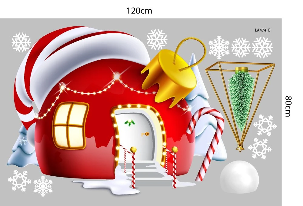 Combo Decal Trang Trí Noel Merry Chistmas Ông Già Noel Và Ngôi Nhà Tuyết Ấm Áp