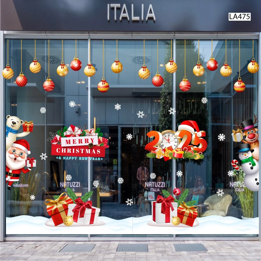 Combo Decal Trang Trí Noel Merry Chistmas Ông Già Noel Và Những Người Bạn Phát Quà