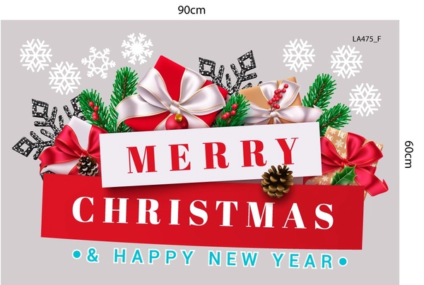Combo Decal Trang Trí Noel Merry Christmas Ông Già Noel Và Những Người Bạn Phát Quà
