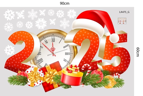 Combo Decal Trang Trí Noel Merry Christmas Ông Già Noel Và Những Người Bạn Phát Quà