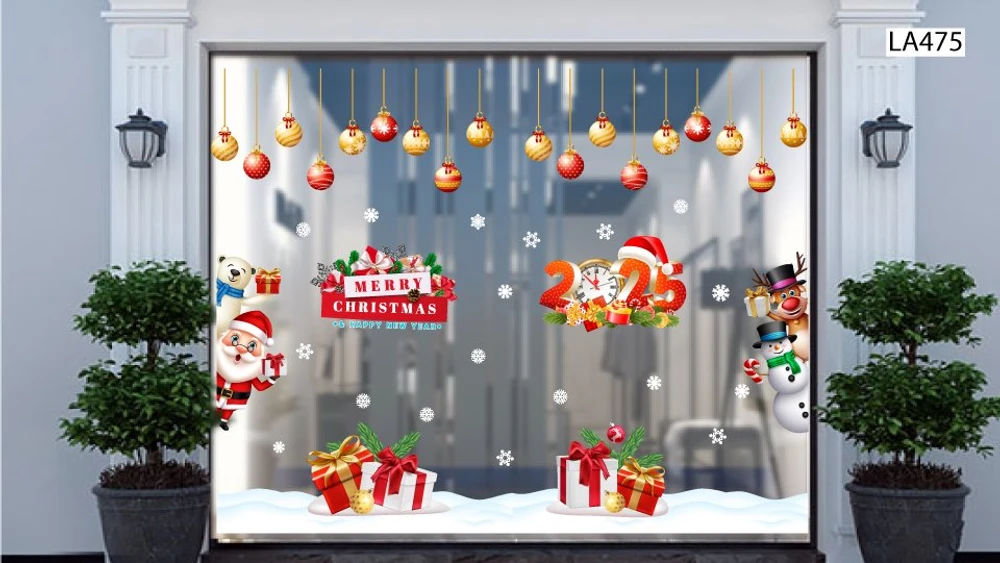 Combo Decal Trang Trí Noel Merry Chistmas Ông Già Noel Và Những Người Bạn Phát Quà