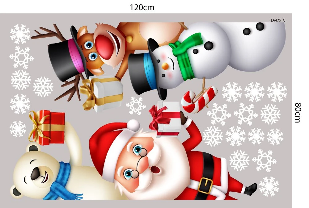 Combo Decal Trang Trí Noel Merry Chistmas Ông Già Noel Và Những Người Bạn Phát Quà