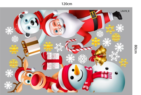 Combo Decal Trang Trí Noel Merry Christmas Gấu Trắng Và Những Người Bạn Phát Quà