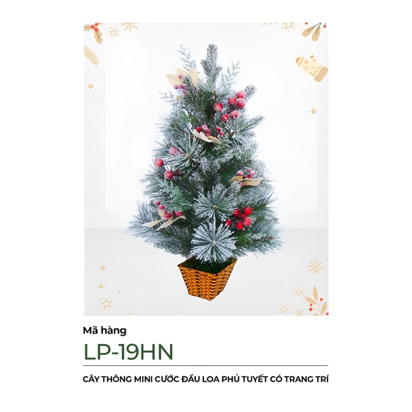 Cây thông mini cước đầu loa phủ tuyết