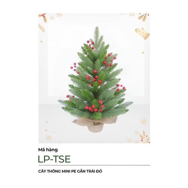 Cây Thông Noel Mini PE Gắn Trái Đỏ