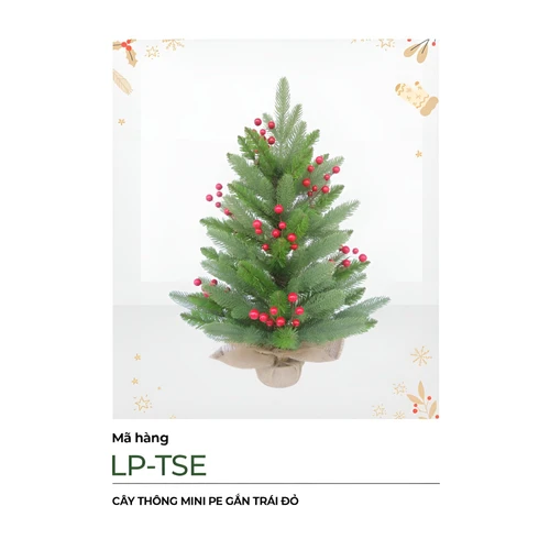 Cây Thông Noel Mini PE Gắn Trái Đỏ