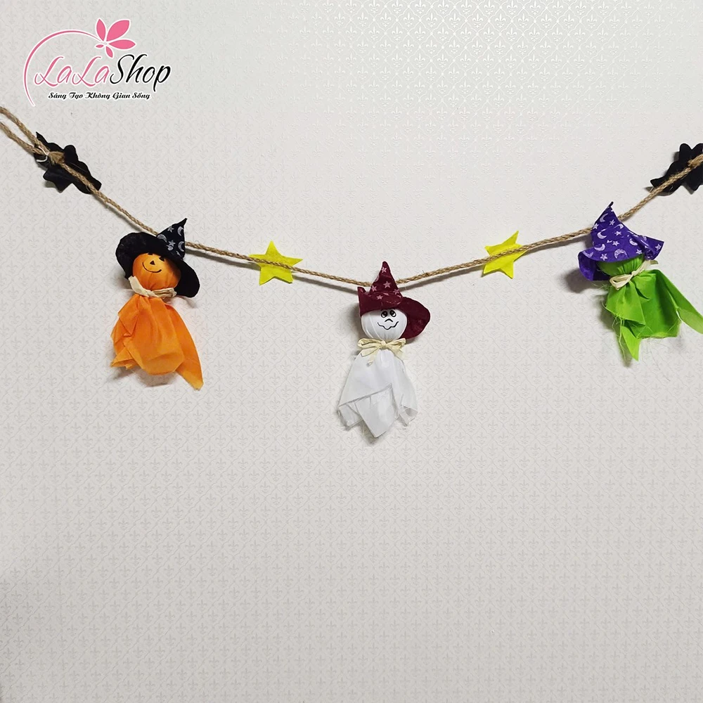 Đồ treo trang trí Halloween Dây Treo Bù Nhìn Phù Thủy Dài 1m