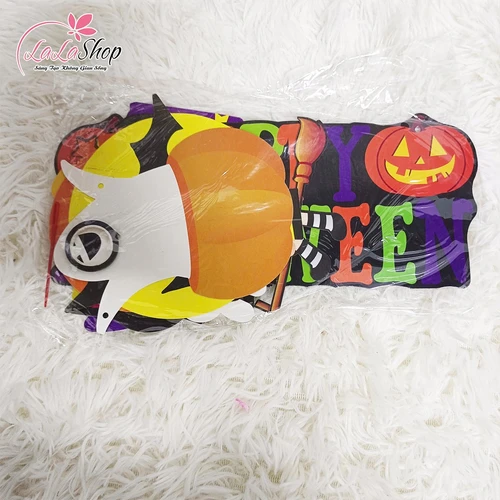 Đồ treo trang trí Halloween Set Dây Treo 9 Hình Bí Ngô Ma Quái Và Cô Bé Phù Thủy