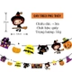Đồ treo trang trí Halloween Set Dây Treo 9 Hình Bí Ngô Ma Quái Và Cô Bé Phù Thủy