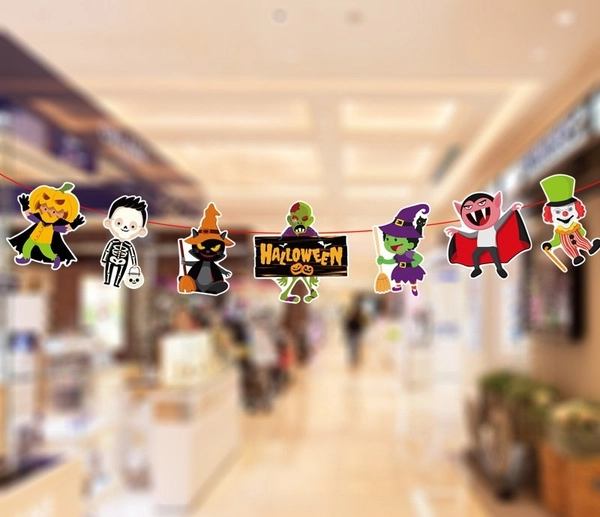 Đồ treo trang trí Halloween Set Dây Treo 7 Hình Bá Tước Dracula Và Xác Sống Vui Nhộn