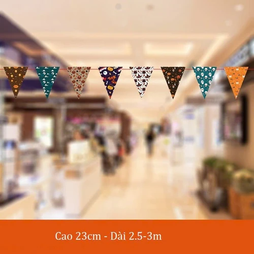 Đồ treo trang trí Halloween Set Dây Treo 8 Hình Tam Giác Họa Tiết Halloween