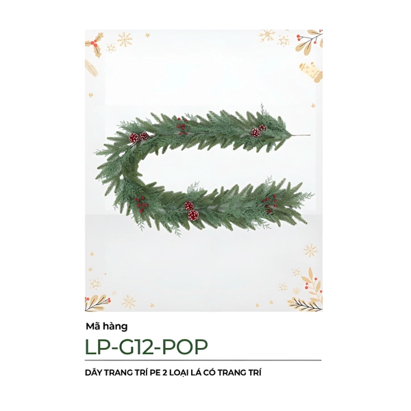 Dây Trang Trí Noel PE 2 Loại Lá Có Trang Trí 2m1