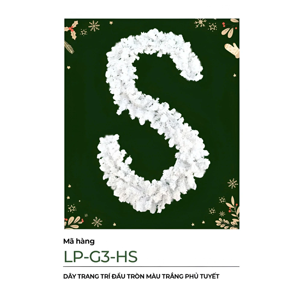 Dây Trang Trí Noel Đầu Tròn Màu Trắng-Phủ Tuyết 2m7