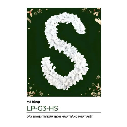 Dây Trang Trí Noel Đầu Tròn Màu Trắng-Phủ Tuyết 2m7