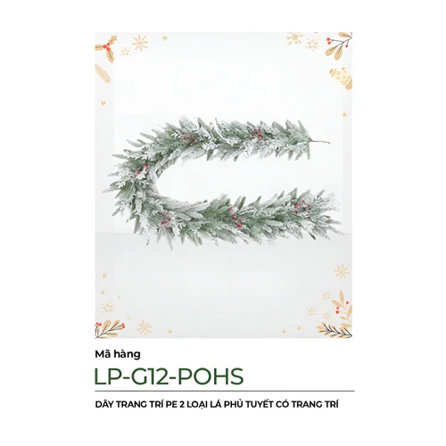 Dây Trang Trí Noel PE 2 Loại Lá Phủ Tuyết Có Trang Trí 2m1
