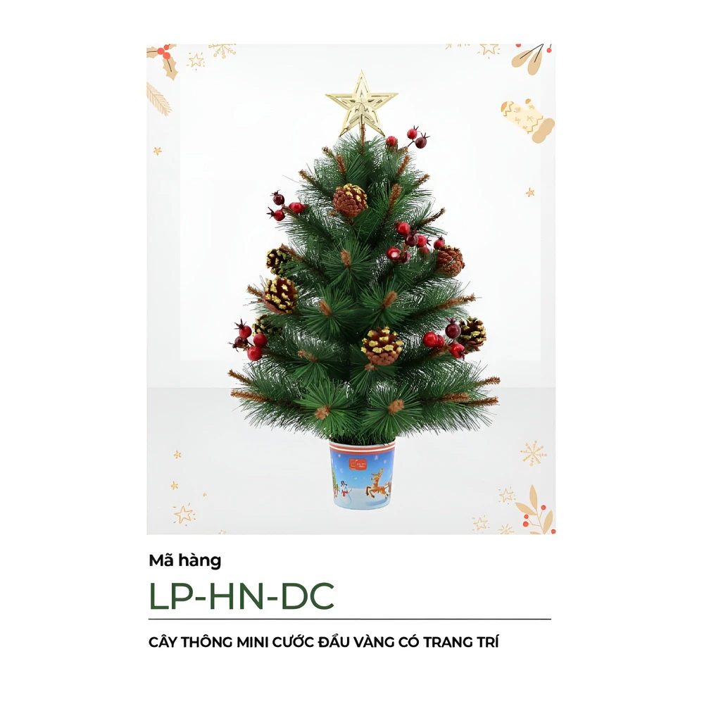 Cây thông mini cước đầu vàng có trang trí