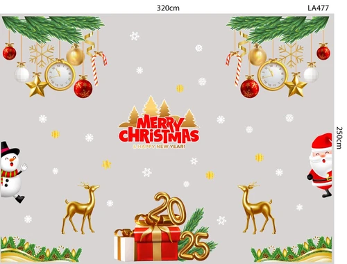 Combo Decal Trang Trí Noel Merry Chistmas Tuần Lộc Vàng Và Hộp Quà Giáng Sinh