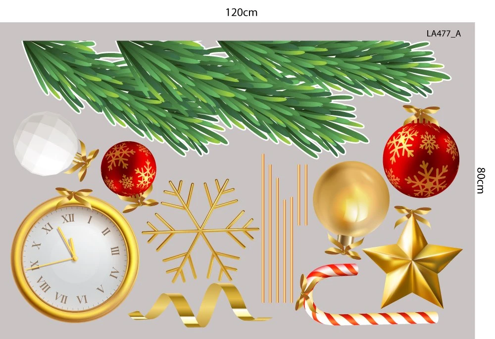 Combo Decal Trang Trí Noel Merry Chistmas Tuần Lộc Vàng Và Hộp Quà Giáng Sinh
