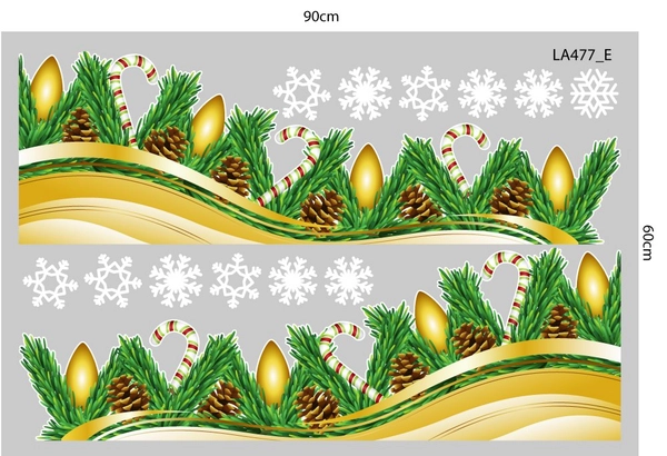 Combo Decal Trang Trí Noel Merry Christmas Tuần Lộc Vàng Và Hộp Quà Giáng Sinh