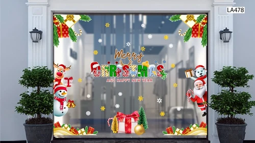 Combo Decal Trang Trí Noel Merry Chistmas Gấu Trắng Và Những Người Bạn Phát Quà