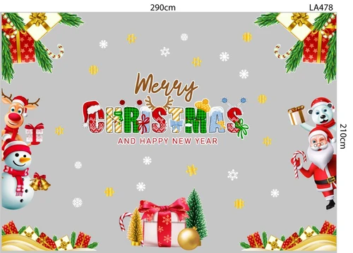Combo Decal Trang Trí Noel Merry Chistmas Gấu Trắng Và Những Người Bạn Phát Quà