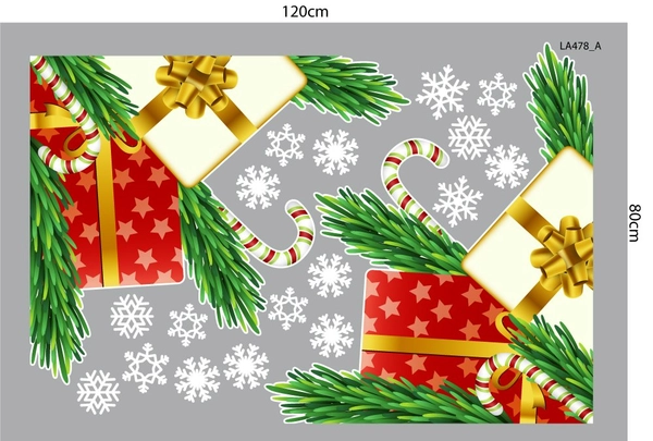 Combo Decal Trang Trí Noel Merry Christmas Gấu Trắng Và Những Người Bạn Phát Quà