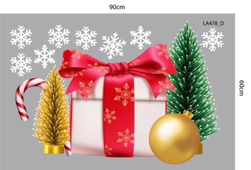 Combo Decal Trang Trí Noel Merry Chistmas Gấu Trắng Và Những Người Bạn Phát Quà