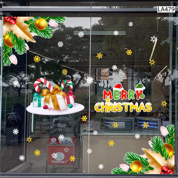 Combo Decal Trang Trí Noel Merry Christmas Và Những Hộp Quà Sắc Màu