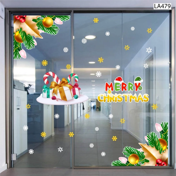 Combo Decal Trang Trí Noel Merry Christmas Và Những Hộp Quà Sắc Màu
