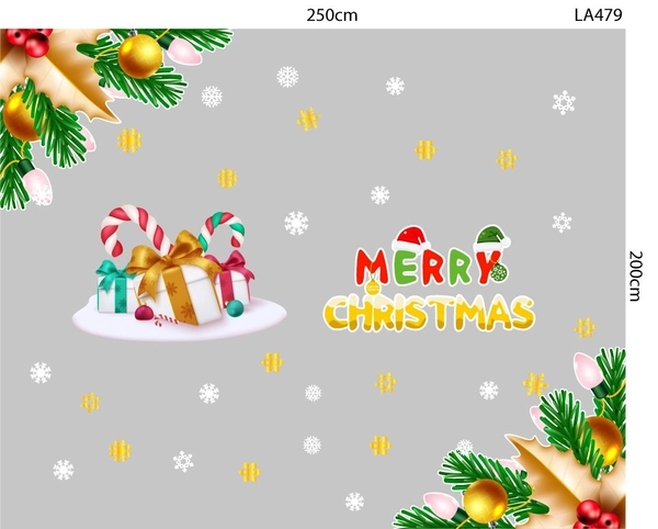 Combo Decal Trang Trí Noel Merry Christmas Và Những Hộp Quà Sắc Màu