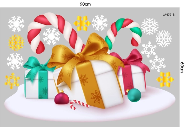 Combo Decal Trang Trí Noel Merry Christmas Và Những Hộp Quà Sắc Màu