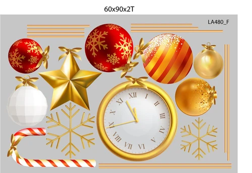 Combo Decal Trang Trí Noel Merry Chistmas Đôi Tuần Lộc Vàng Và Kẹo Giáng Sinh