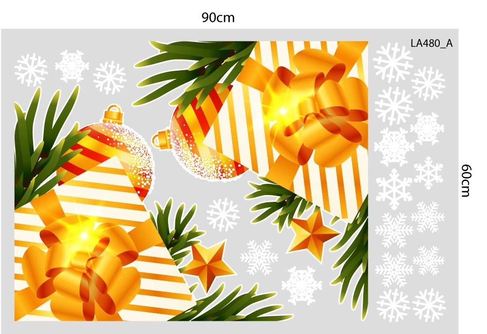 Combo Decal Trang Trí Noel Merry Chistmas Đôi Tuần Lộc Vàng Và Kẹo Giáng Sinh